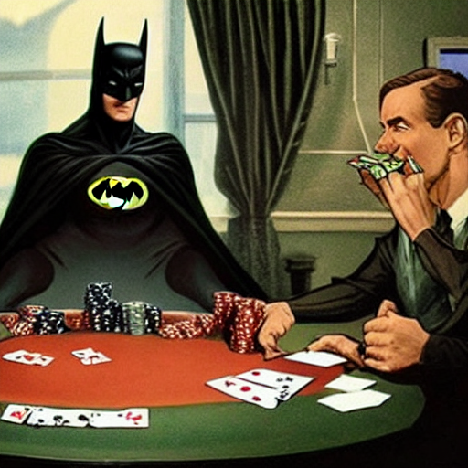 prompthunt: batman playing poker and winning in a museum, photograph of,  extremely detailed