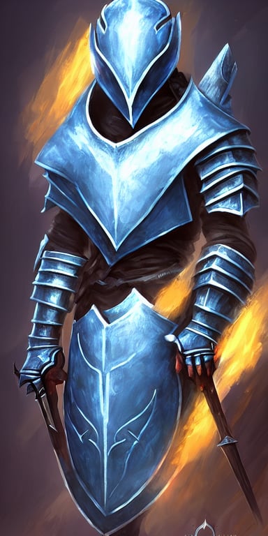 prompthunt: videogame card painting of an elegant light - blue steel -  plate armor artstation, rpg, digital art, vibrant background, dark souls,  runescape, skyrim, final - fantasy, diablo - 3