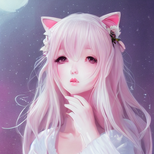 prompthunt: realistic beautiful gorgeous natural cute Blackpink Rose white  hair cute white cat ears in maid dress outfit golden eyes artwork drawn  full HD 4K highest quality in artstyle by professional artists