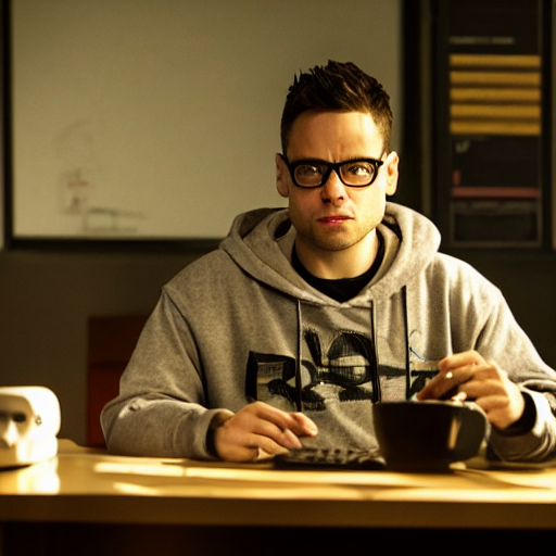 prompthunt: dramatic still from Mr. Robot, A programmer expertly ...