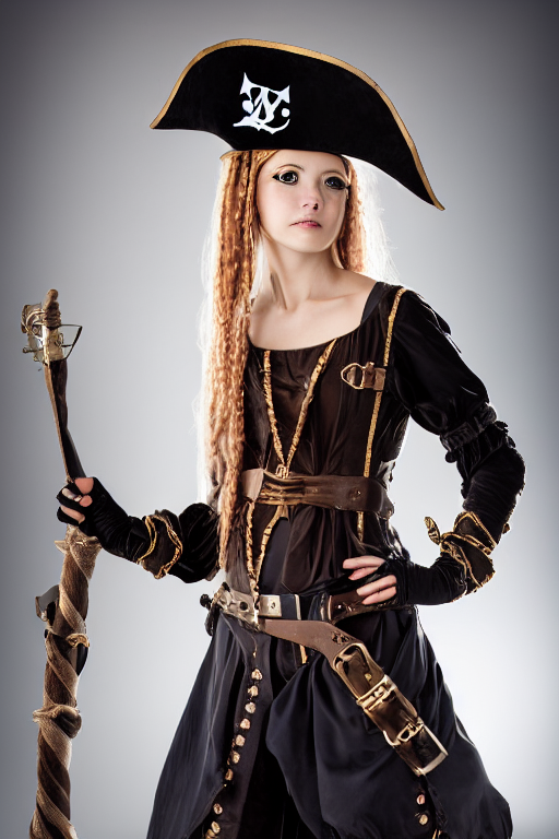 prompthunt: female pirate, costume designed by louis vuitton, luxury  materials, symmetrical, cinematic, elegant, professional studio light, real  dlsr photography, sharp focus, 4 k, ultra hd, sense of awe, medieval high  fashion