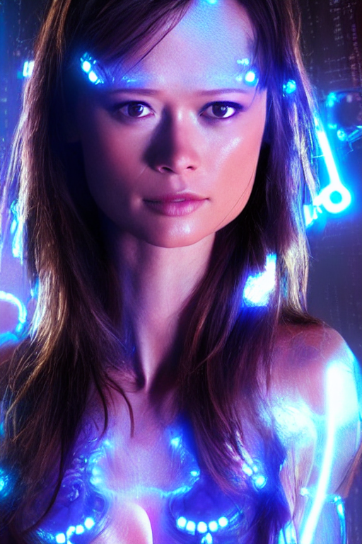 prompthunt summer glau as a goddess, digital body, complex