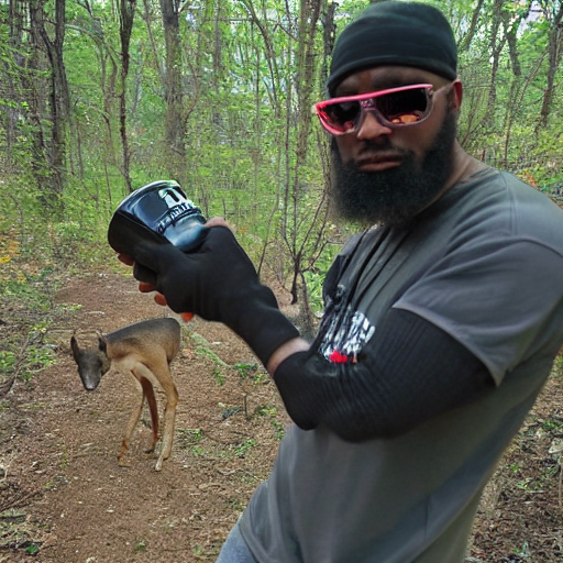 prompthunt: thug shaker throwin it back on the trailcam got damn