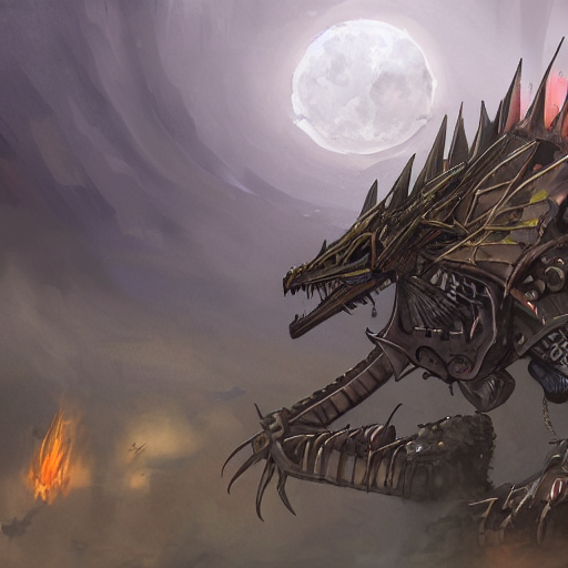 prompthunt: high quality art of a mechanized dragon in an apocalyptic ...