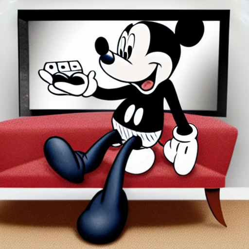 Candy Bar 30s Porn - prompthunt: mickey mouse sitting in couch and watching tv in 30s disney  style