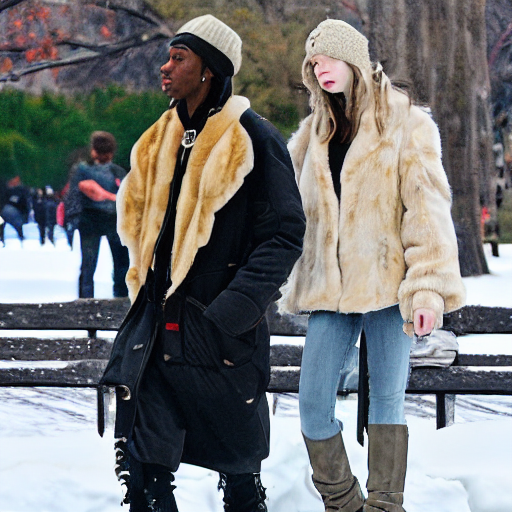 prompthunt: travis scott dating anya taylor joy in central park at winter,  photorealistic, dynamic light, ultra detailed, paparazzi photo