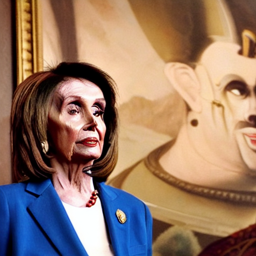prompthunt: nancy pelosi standing in front of 1 6 th century backdrop,  painting of vigo the carpathian. she ominously stares. hands on hips. sepia  toned. painting by lou police for ghostbusters 2.