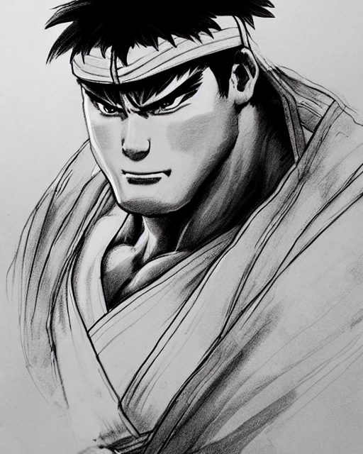 prompthunt: ryu from street fighter, court room sketch, fine