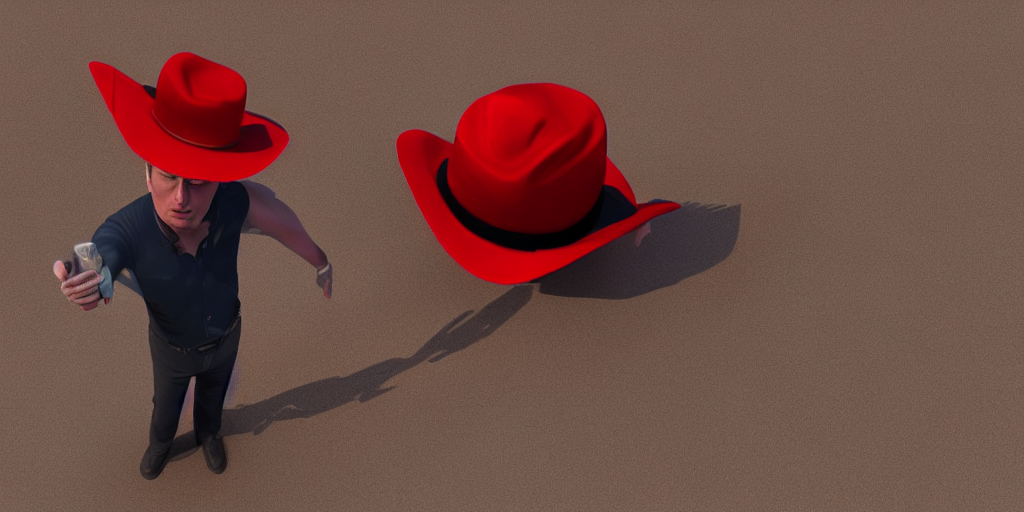 3d render of elon musk wearing a red cowboy hat, octane, 4k