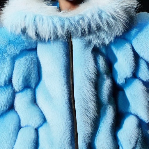 prompthunt: an award - winning editorial photo of a nike jacket made of  very fluffy blue faux fur : : with a reflective iridescent oversized  collar, dramatic lighting, realistic, designed by alexander mcqueen