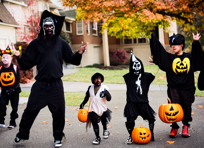prompthunt: dslr photo still of odb of wu tang clan trick or treating on  halloween, 4 k, 1 2 0 mm f 1 6