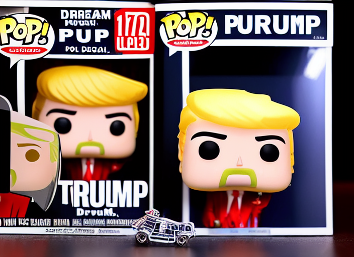 prompthunt: !dream product still of Donald Trump funko pop with box, 85mm  f1.8