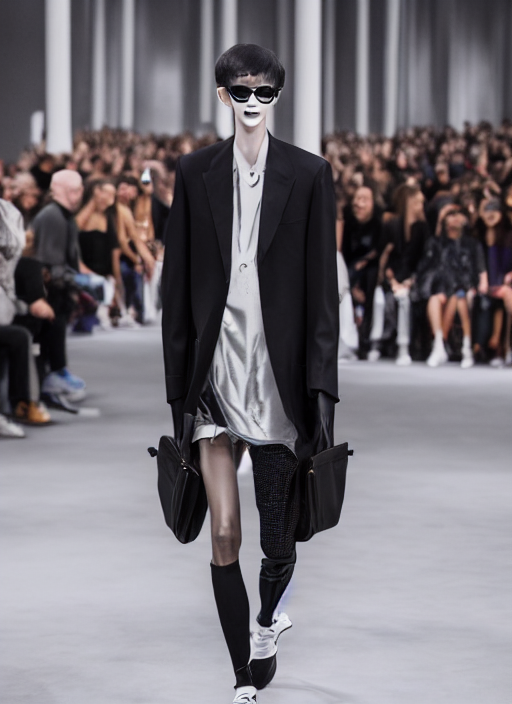 prompthunt: hyperrealistic and heavy detailed balenciaga runway show of  slender man, leica sl 2 5 0 mm, vivid color, high quality, high textured,  real life