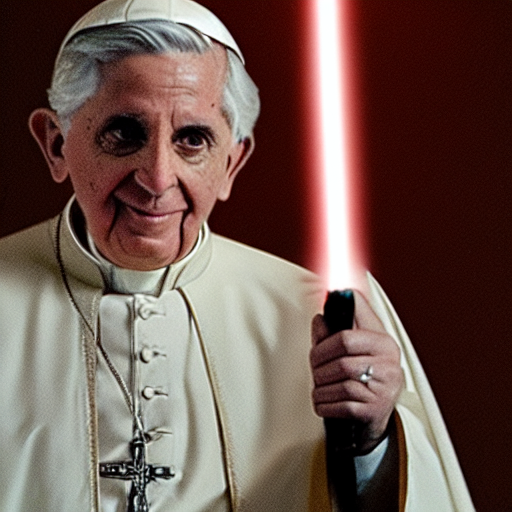pope benedict wearing sith cloak as chancelor palpatine in star wars episode 3, 8 k resolution, cinematic lighting, anatomically correct