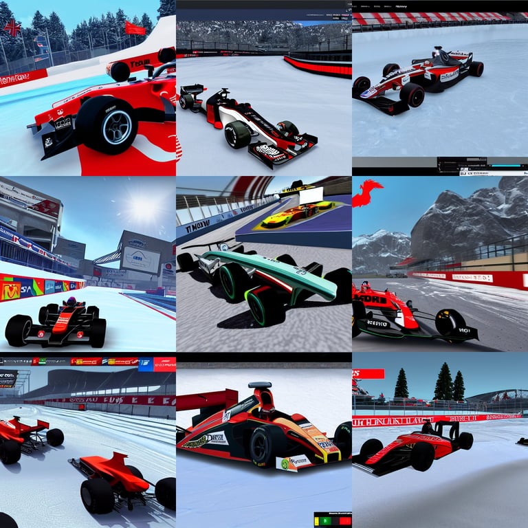 prompthunt: F1 car racing on ice in trackmania