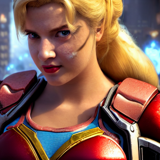 prompthunt: portrait of princess peach as superman in gears of war, splash  art, movie still, detailed face, photorealistic facial features, cinematic  lighting, dramatic, octane render, long lens, shallow depth of field, bokeh,