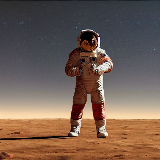 prompthunt: astronaut standing on the surface of mars, looking at the  horizon as painted by caravaggio as painted by turner, high detail 8 k  render