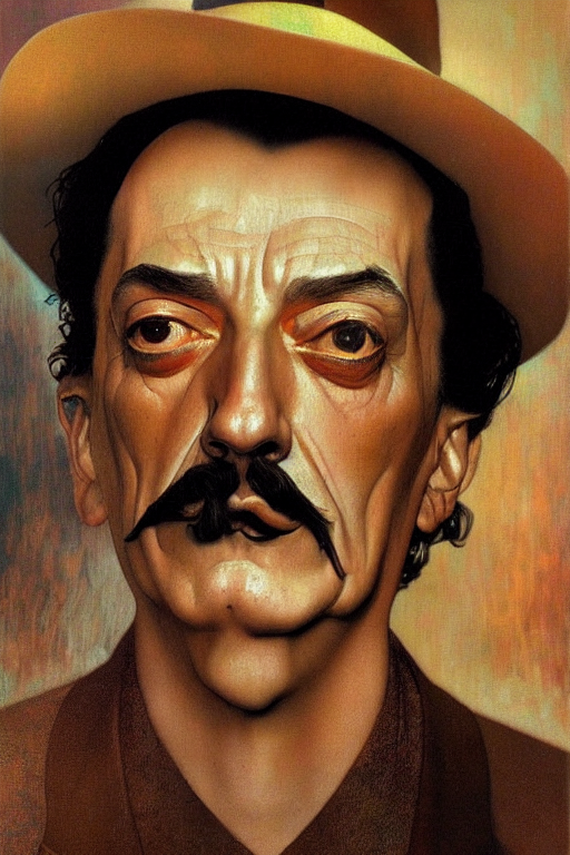 prompthunt: Salvador Dali soft self-portrait. colorlpunk art and  illustration by tian zi and craig mullins and WLOP and alphonse mucha,  fantasy, intricate complexity, hyperrealism 8k