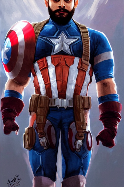 prompthunt: Narendra Modi as Captain America, claws are up, red and blue  Captain America costume, Narendra Modi hairstyle and beardstyle, calm,  grumpy, portrait, masculine figure, highly detailed, digital painting,  artstation, concept art,