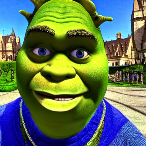 shrek accidentally takeing a selfi, Stable Diffusion