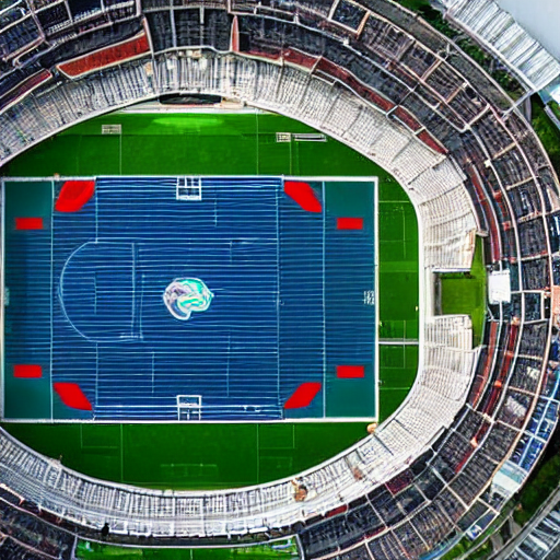 prompthunt: top view of football stadium in ocean, wide shot