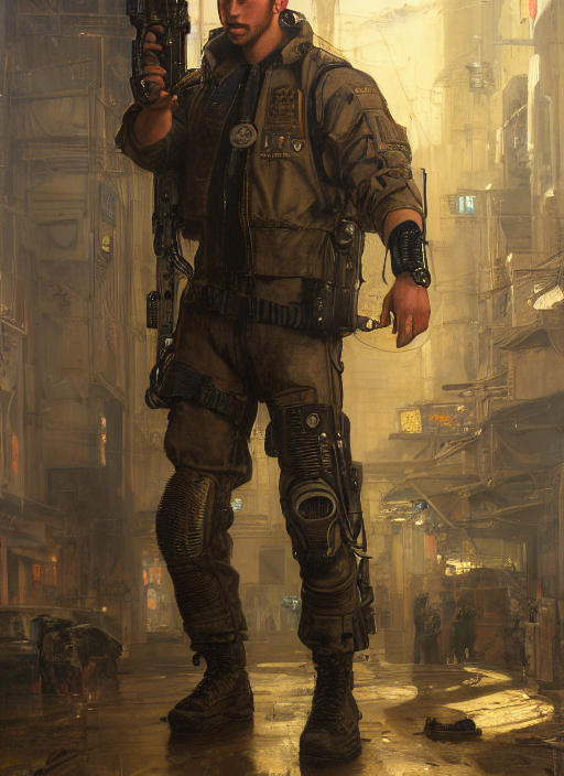 prompthunt arthur cyberpunk USN marine wearing a military vest and