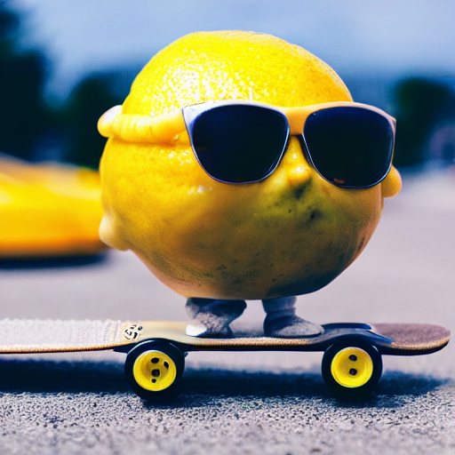 prompthunt: a cool lemon riding a skateboard