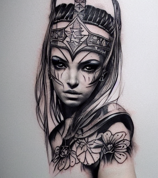 female warrior tattoo