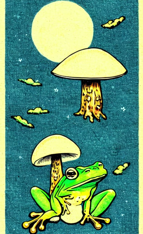 Cute Cottagecore Aesthetic Frog Mushroom Moon Witchy Vintage Mug - Teeruto