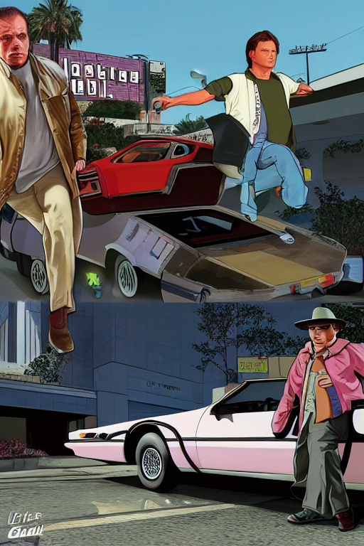 prompthunt: GTA V cover art based on Back to the Future, starring Marty  Mcfly
