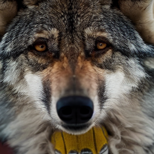 prompthunt a closeup of an anthro mexican gray wolf face wearing a