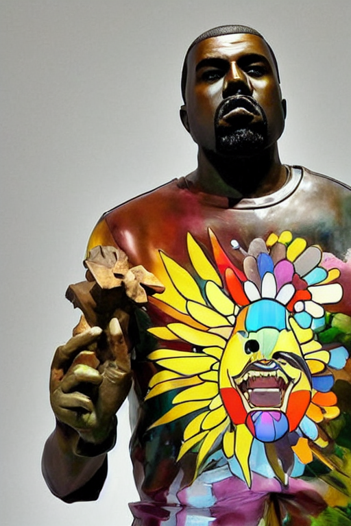 prompthunt: a sculpture of kanye west by takashi murakami, photo at an art  museum