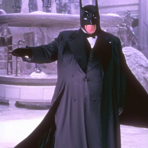 Alex Jones as the Penguin Man in the movie Batman Returns 1992, still, high quality
