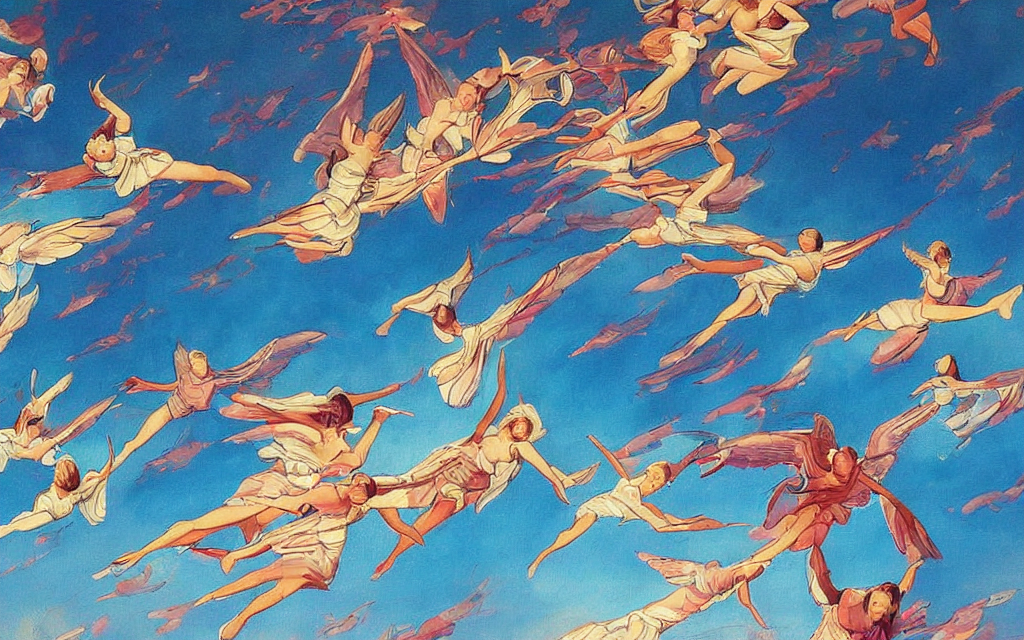 Angels Flying Painting
