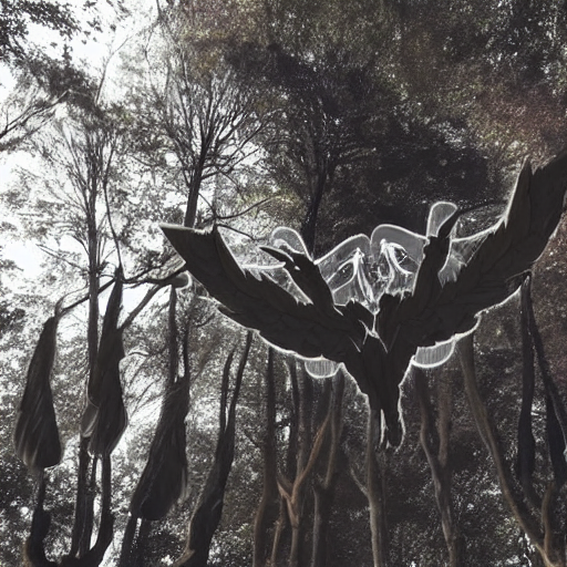 prompthunt A beautiful installation art of a winged creature, possibly