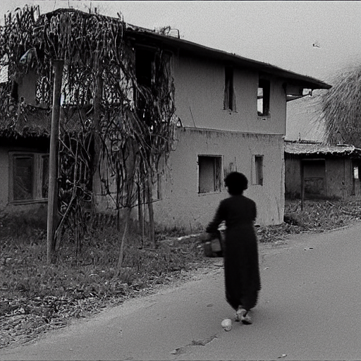 prompthunt: scarry old granny filmed om security camera, village 1976, bw,  high detailed, horror