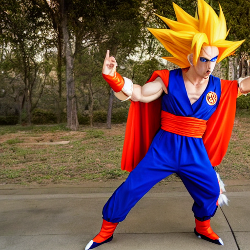 prompthunt: nicholas cage wearing a goku from dragon ball z cosplay.  photography. 4 k. photoshoot. full body.