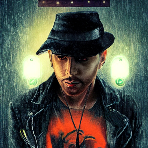 prompthunt a male guitarist with a black sailor's hat, blade runner 2 0 4 9, by mamoru oshii