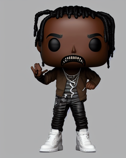 prompthunt: full body 3d render of Travis Scott as a funko pop, studio  lighting, white background, blender, trending on artstation, 8k, highly  detailed