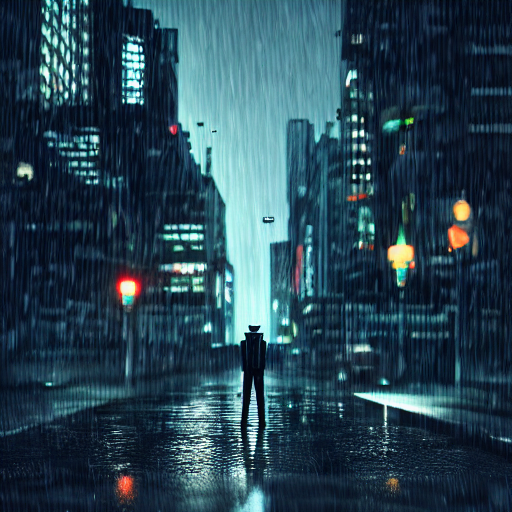 prompthunt: joker walking in the rain, night life buildings ...