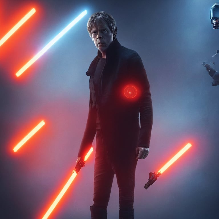 prompthunt: Harrowing Luke Skywalker wearing cyber gadgets in the style of  Blade Runner 2049 (2017), without his lightsaber. Clear Hands. Black  Clothes. Steampunk Background. Cinematic. Professional Photo. UHD. 8k.  Clear Face.
