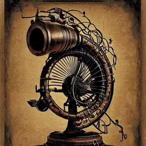 prompthunt: “Old steampunk gramophone with antique loudspeakers and lots of  wires. Dark, intricate, highly detailed, smooth, 18th century poster in  style of Stanislav Vovchuk”