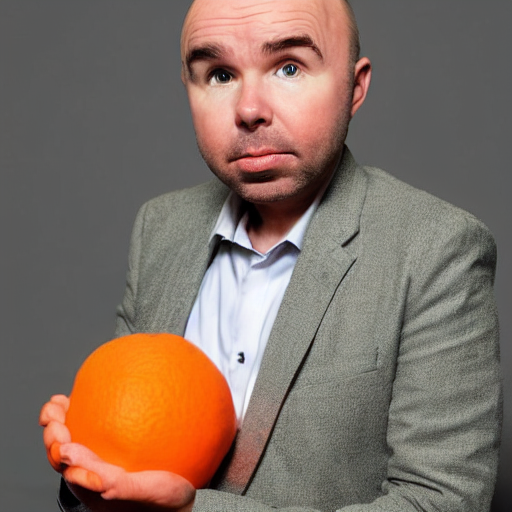 prompthunt: karl pilkington with a head as an orange