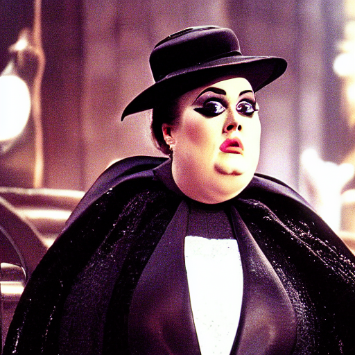 Adele as the Penguin man in Batman Returns 1992, still, high quality