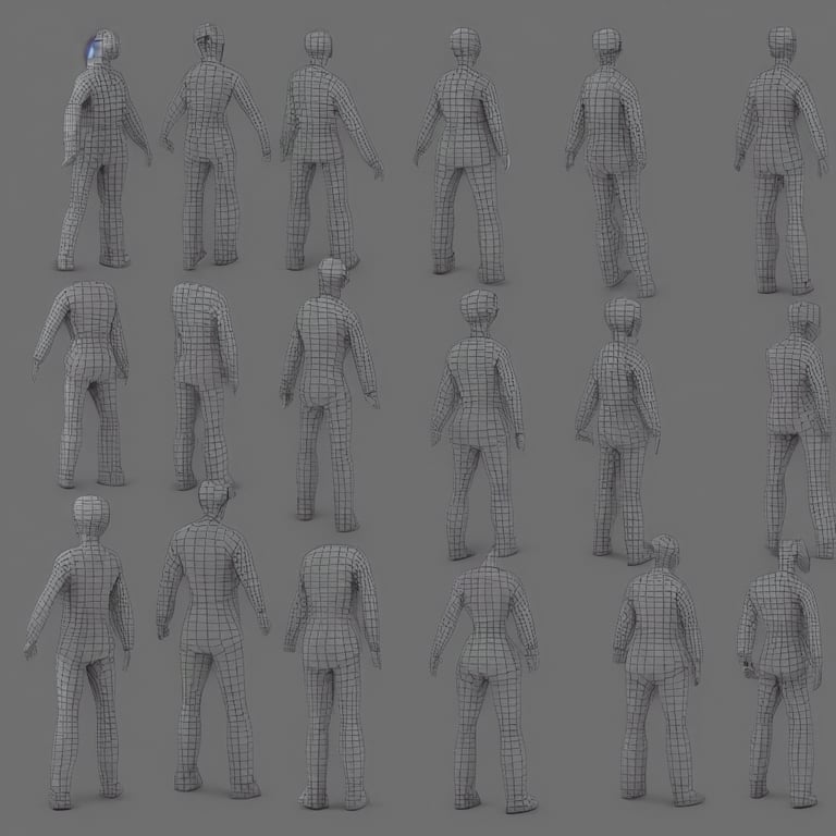 prompthunt: 3 d character design sheet, clean t - pose of a