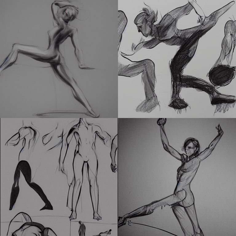 prompthunt: pose reference, posing, drawing, tutorial, black and white,  line art, human posing, stick figures, gesture drawings, white background