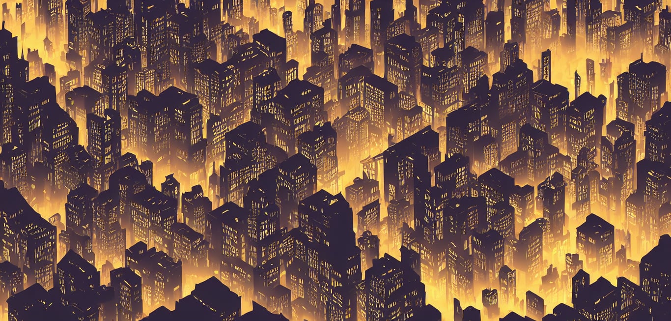 prompthunt: Gotham city, vector art, trending on artstation, 30mm, by Noah  Bradley