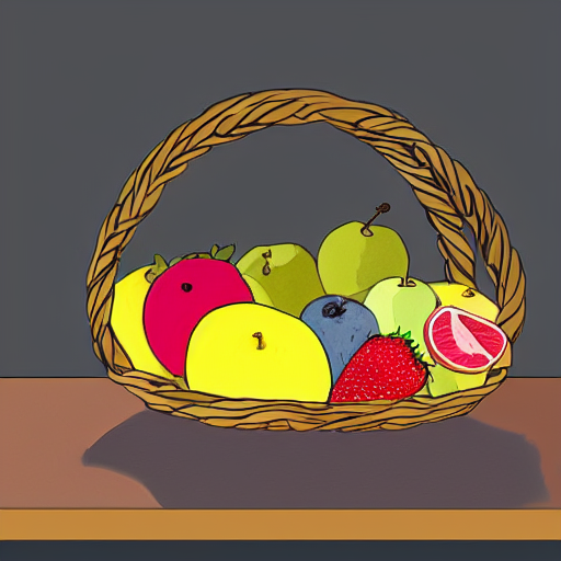 prompthunt: a fruit basket on top of a kitchen table, concept art