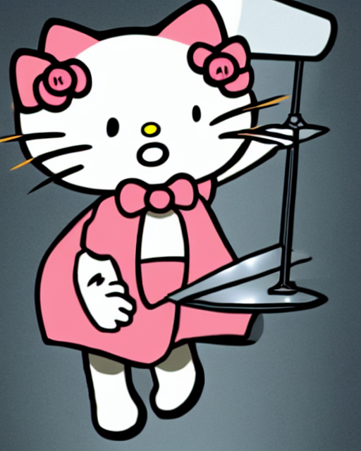 prompthunt: anime judge hello kitty holding a gavel, angry eyebrows
