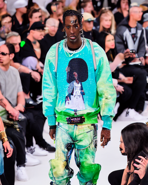 prompthunt: hyperrealistic and heavy detailed 2022 poptart balenciaga  runway show of travis scott and master chief , Leica SL2 50mm, vivid color,  high quality, high textured